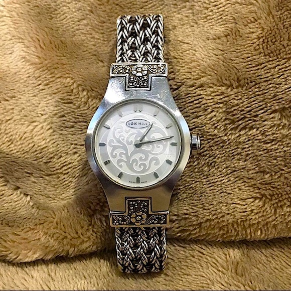 LOIS HILL Watch Sterling Silver Thai Weave Bracelet Floral Lugz Watch - Picture 16 of 16